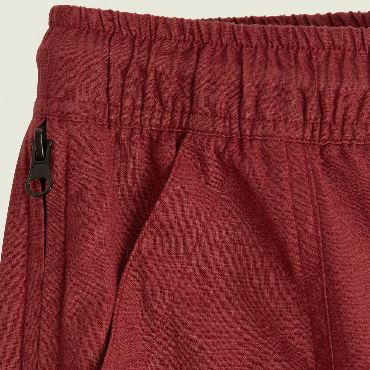 Linen Blend Cargo Pant: Burgundy