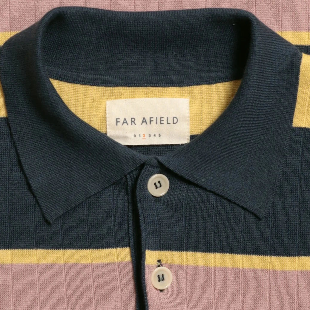 LeRoy Caruso Stripe Polo S/S: Blue Night/Multi