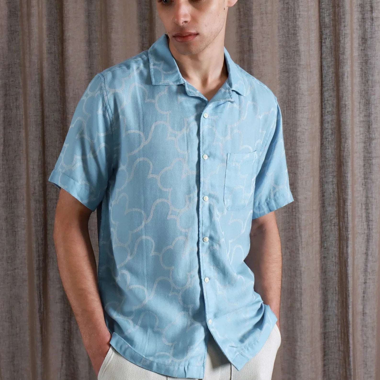 Stachio Floral Shirt S/S: Allure Blue
