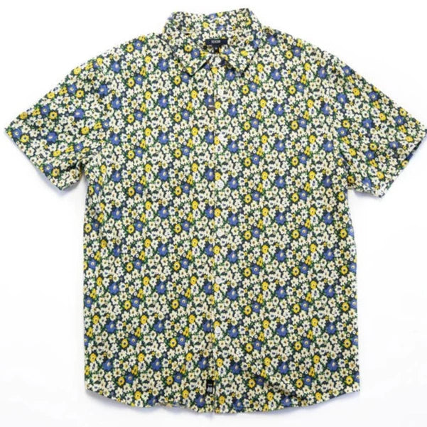 Stretch Cotton Flowers Shirt S/S: Navy