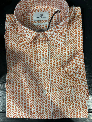 Chevron Open Stripe Shirt S/S: Apricot