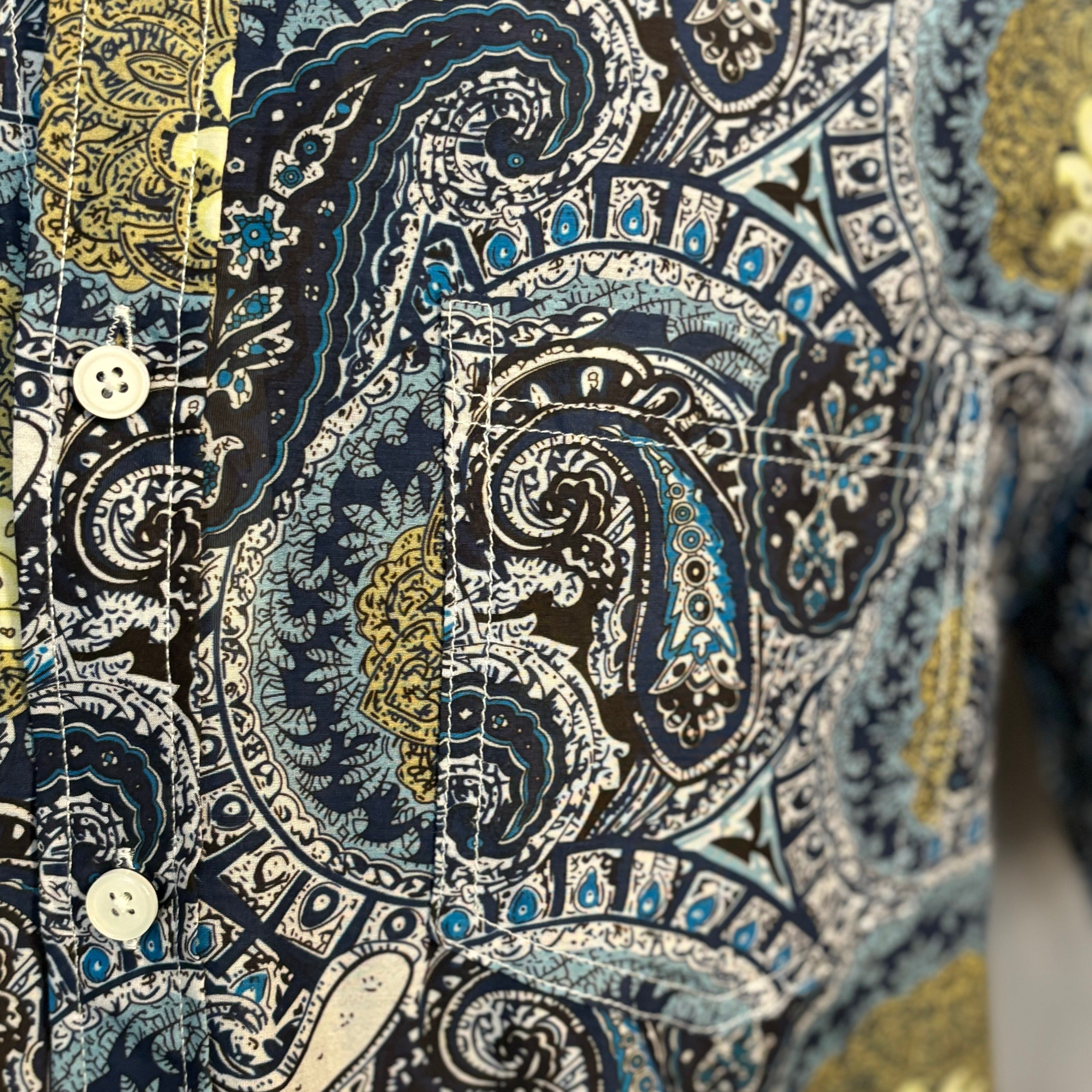 Paisley Pod Print Shirt S/S: Blue