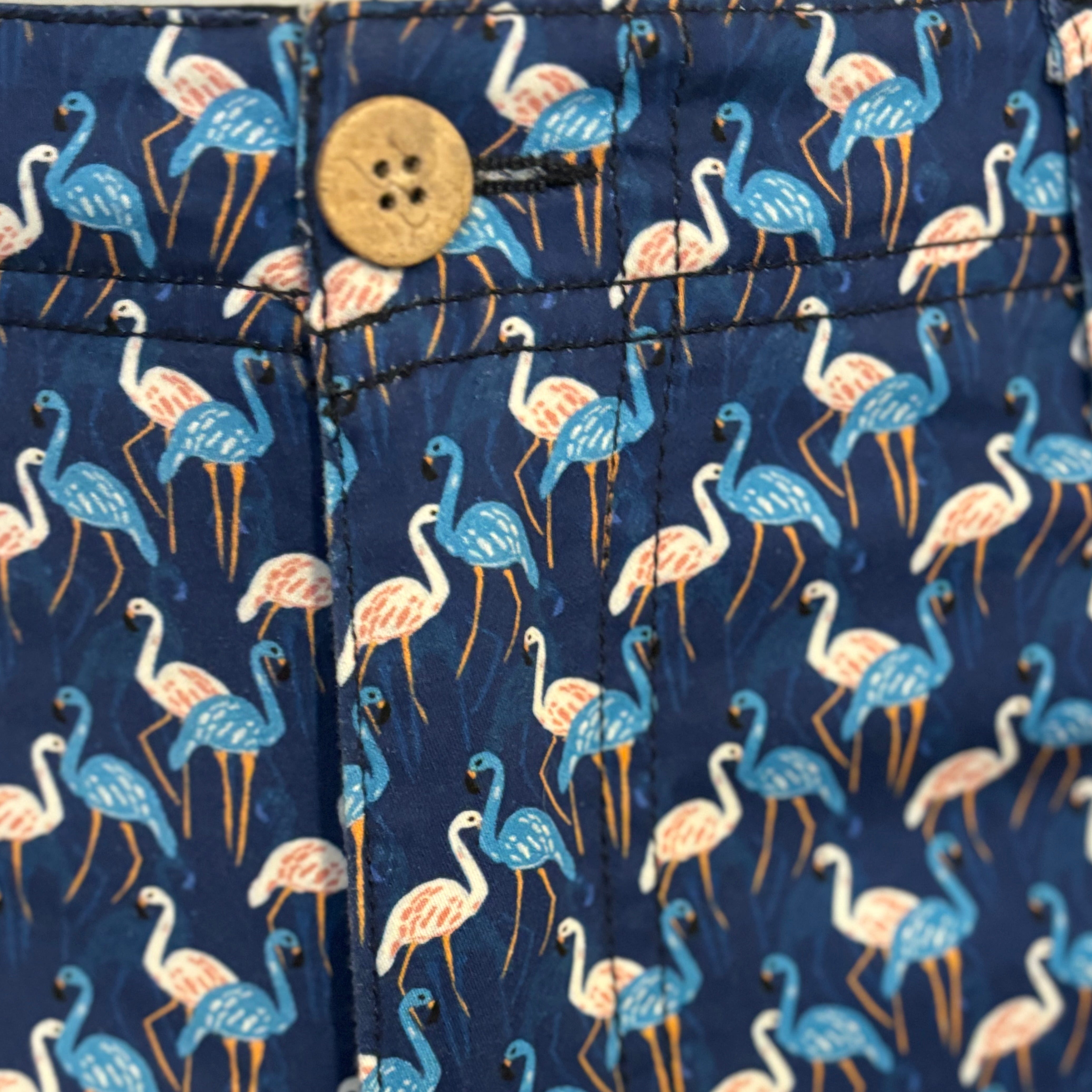 Flamingos Stretch Short: Blue