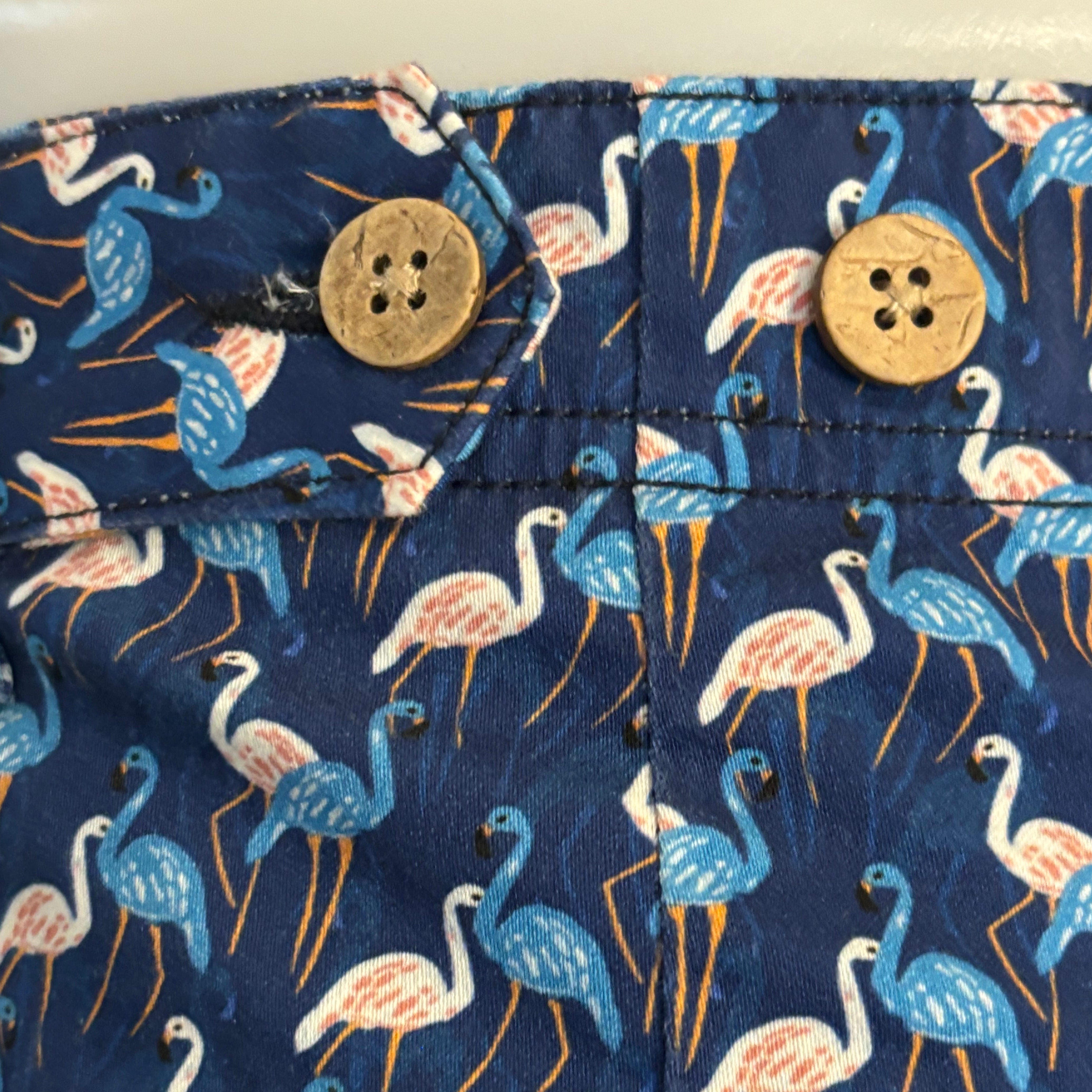 Flamingos Stretch Short: Blue