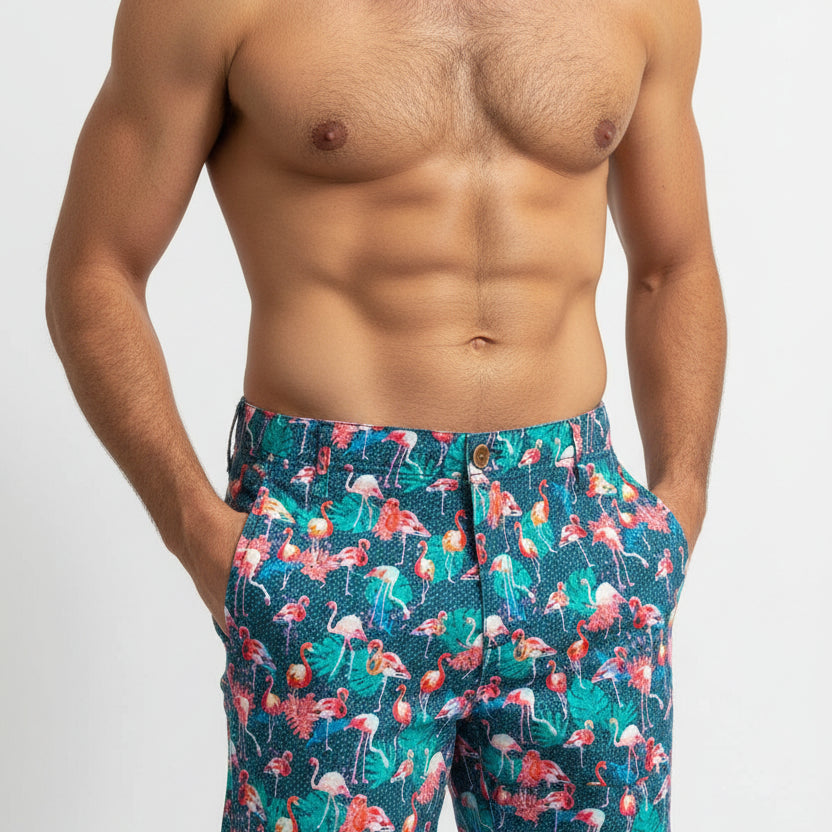Flamingos Stretch Short: Navy