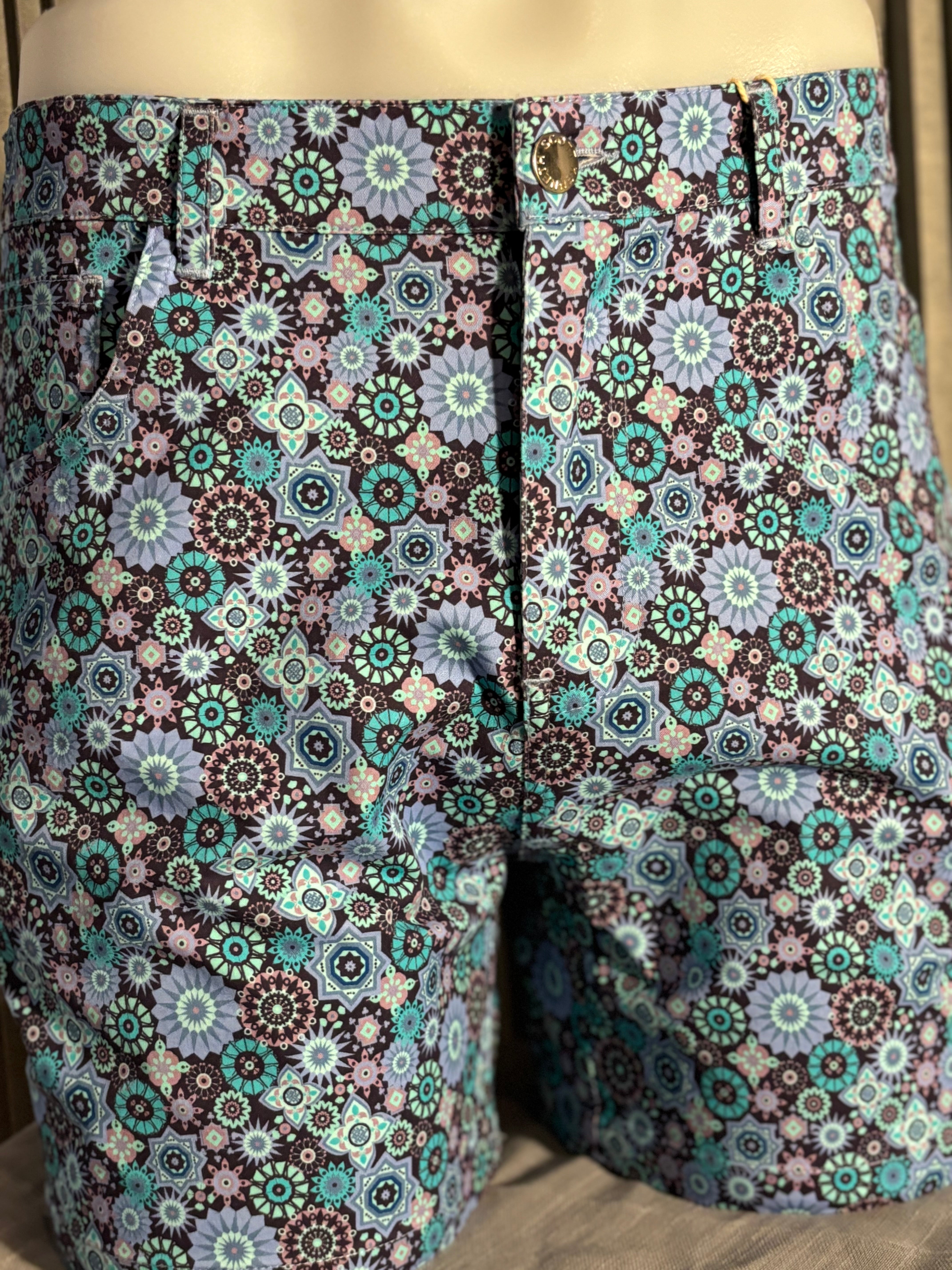 Palm Springs Geometric Stretch Short: Blue Lagoon