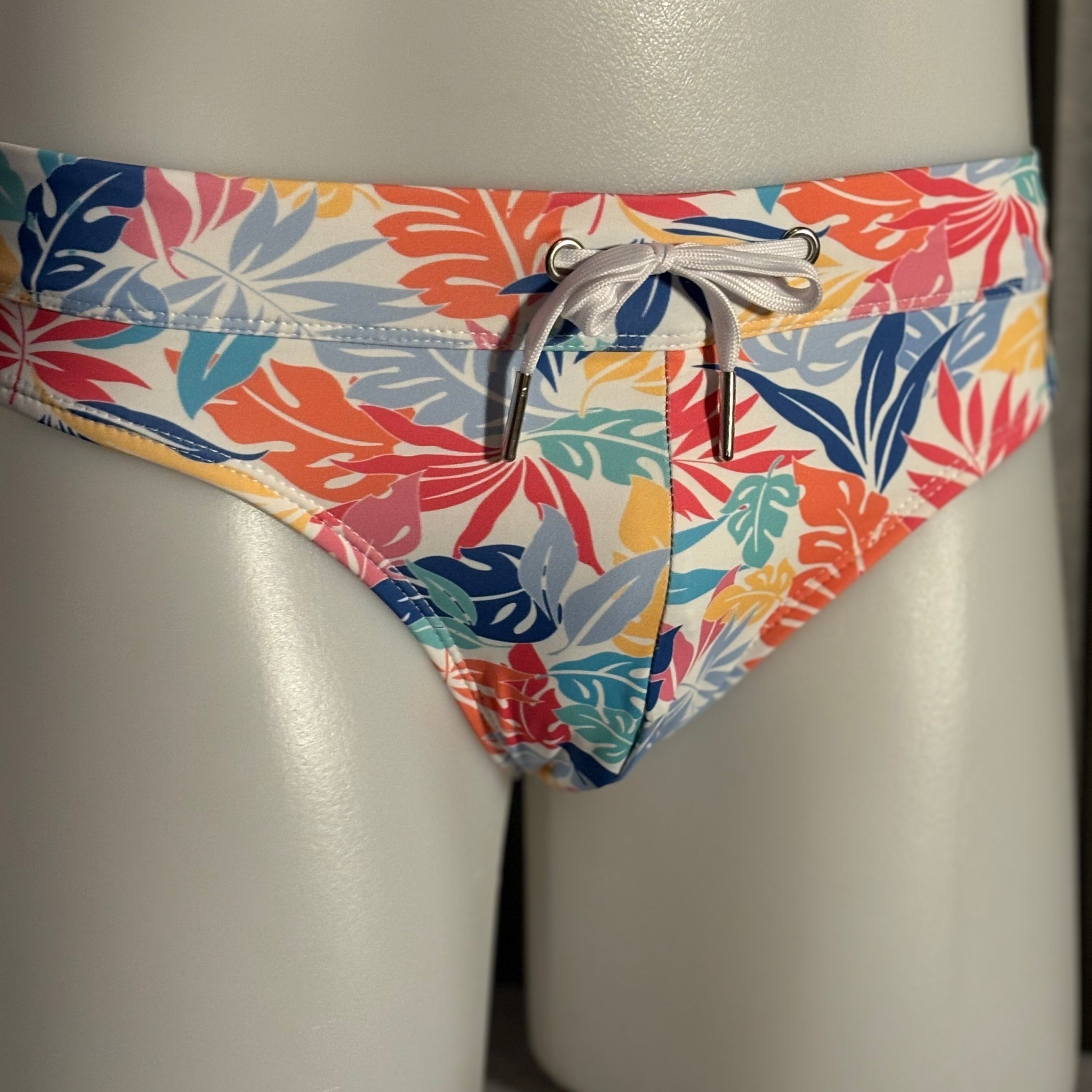 Tropical Leaves Swim Brief: White
