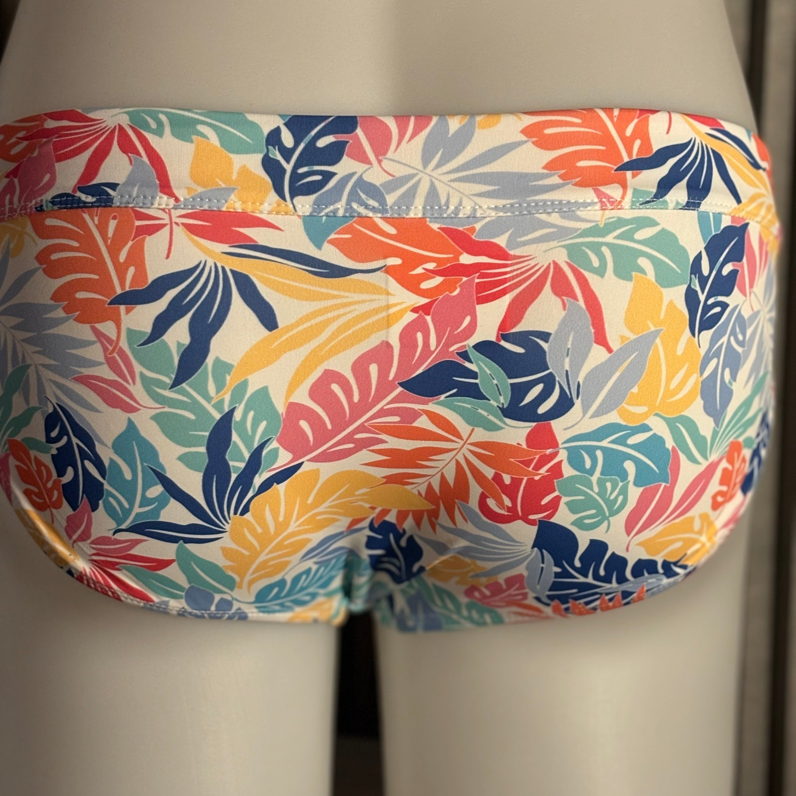 Tropical Leaves Swim Brief: White