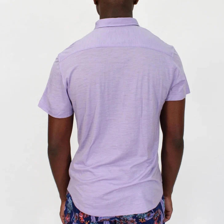 Tobias Knit Button Down S/S: Lavender