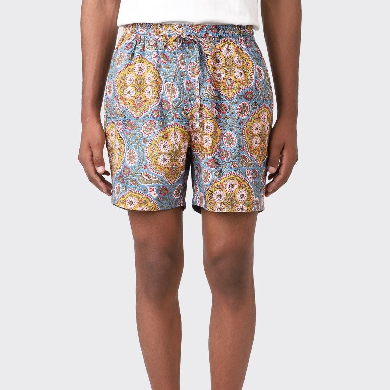 Olbia Drawstring Short: Versailles Block Print
