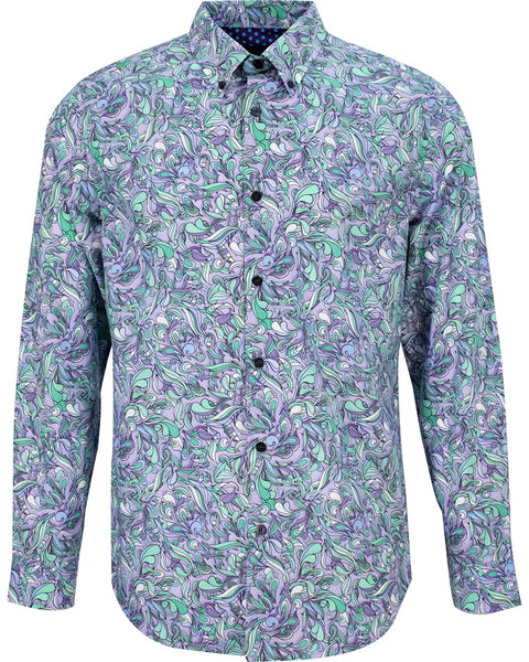 トップス TECH BUTTON DOWN L/S SHIRT PAISLEY div> <p>Cinch Mens Teal Paisley Print Button Down Shirt</p
