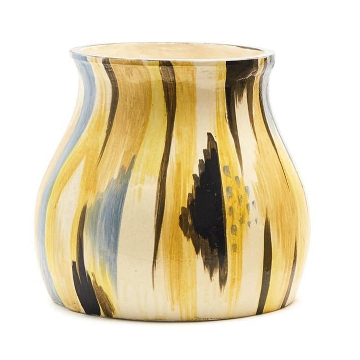 Striations Small Vase: Yellow & French Blue