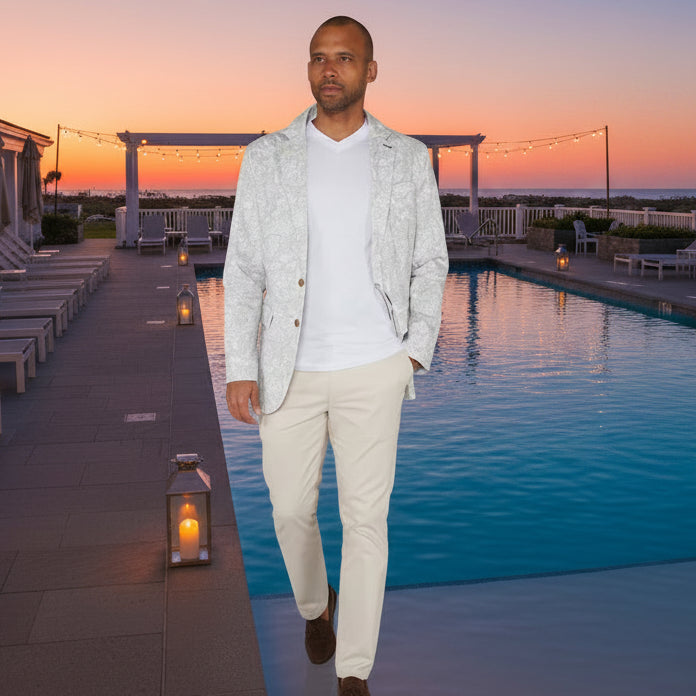 Hadrian Paisley Blazer: Ivory
