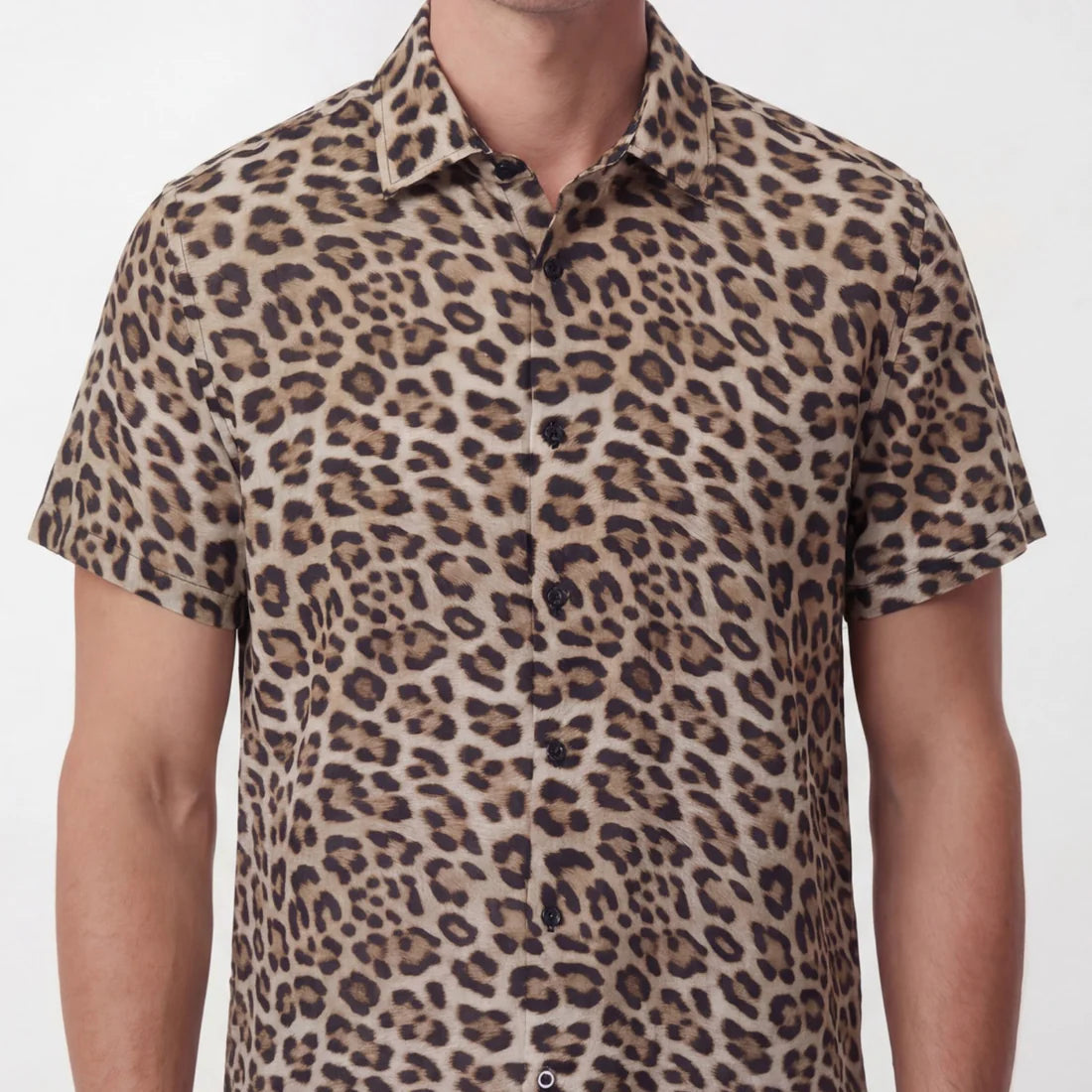 Landon Leopard Shirt S/S: Brown