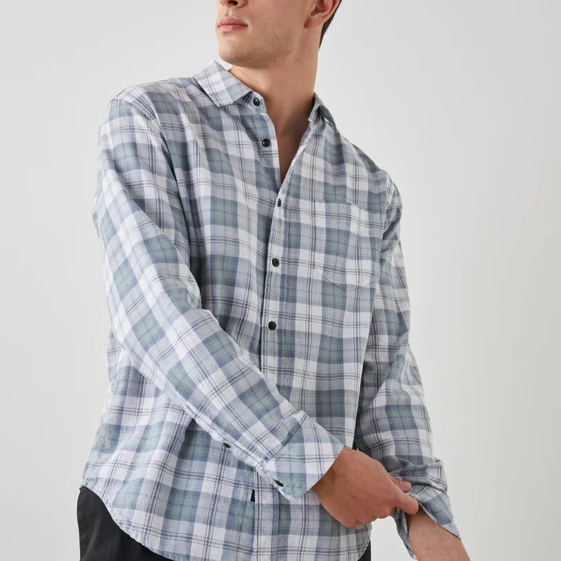 Wyatt Shirt L/S: Sage Steel White