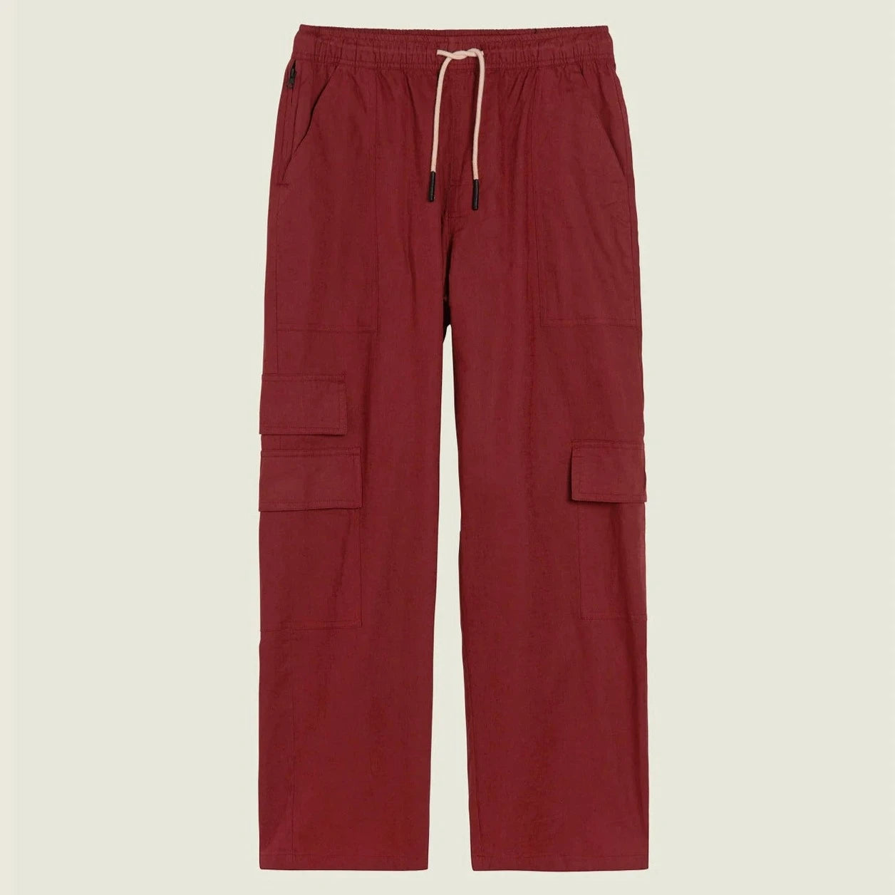 Linen Blend Cargo Pant: Burgundy