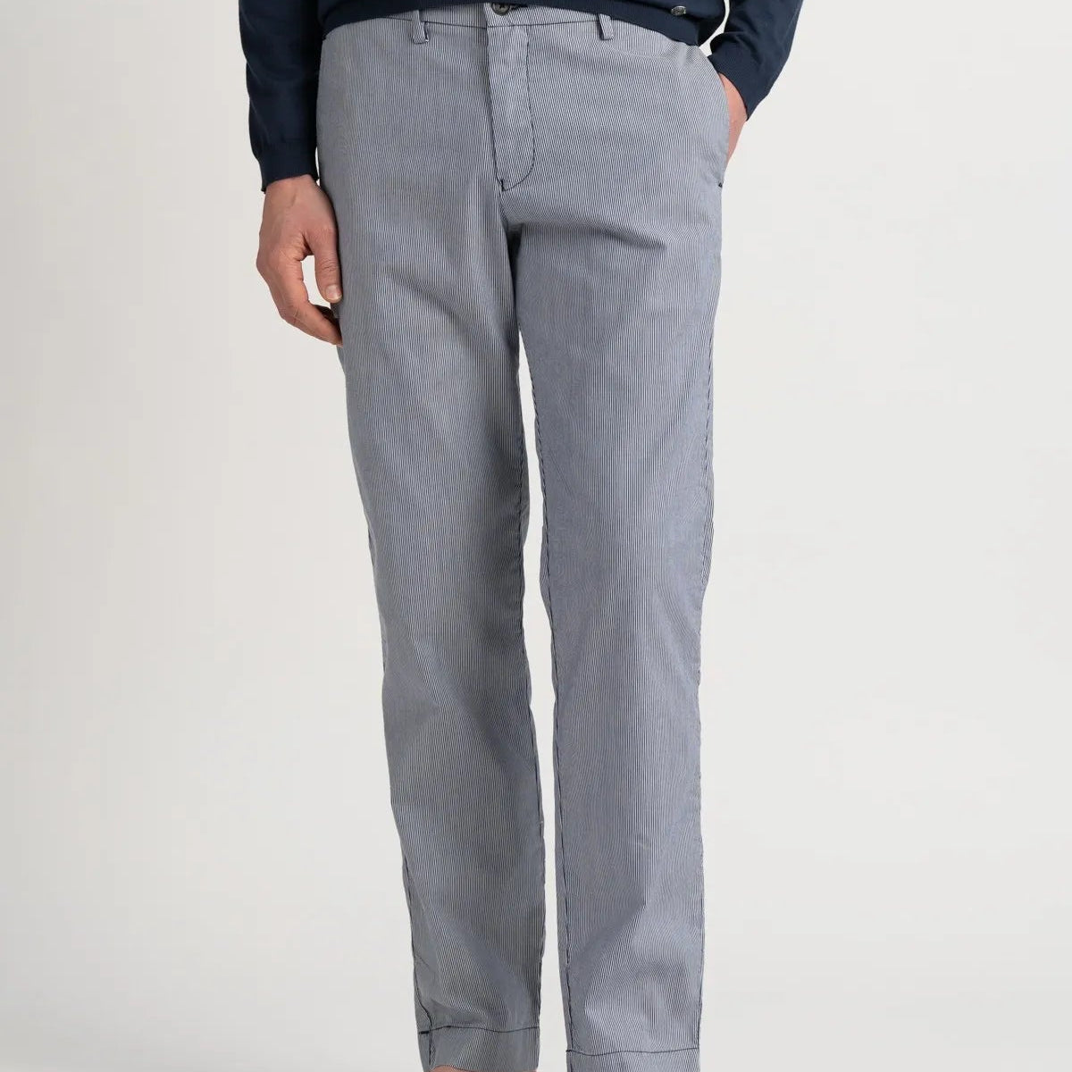Arno Micro Stripe Chino Pant: Navy