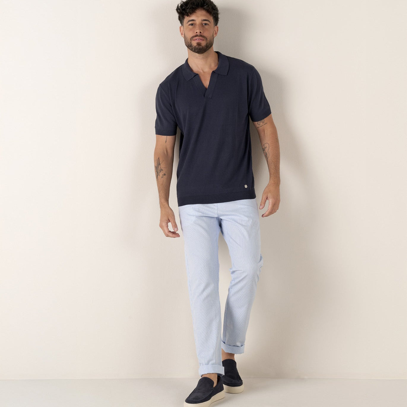 Striped Chino Arno Pant: Sky Blue