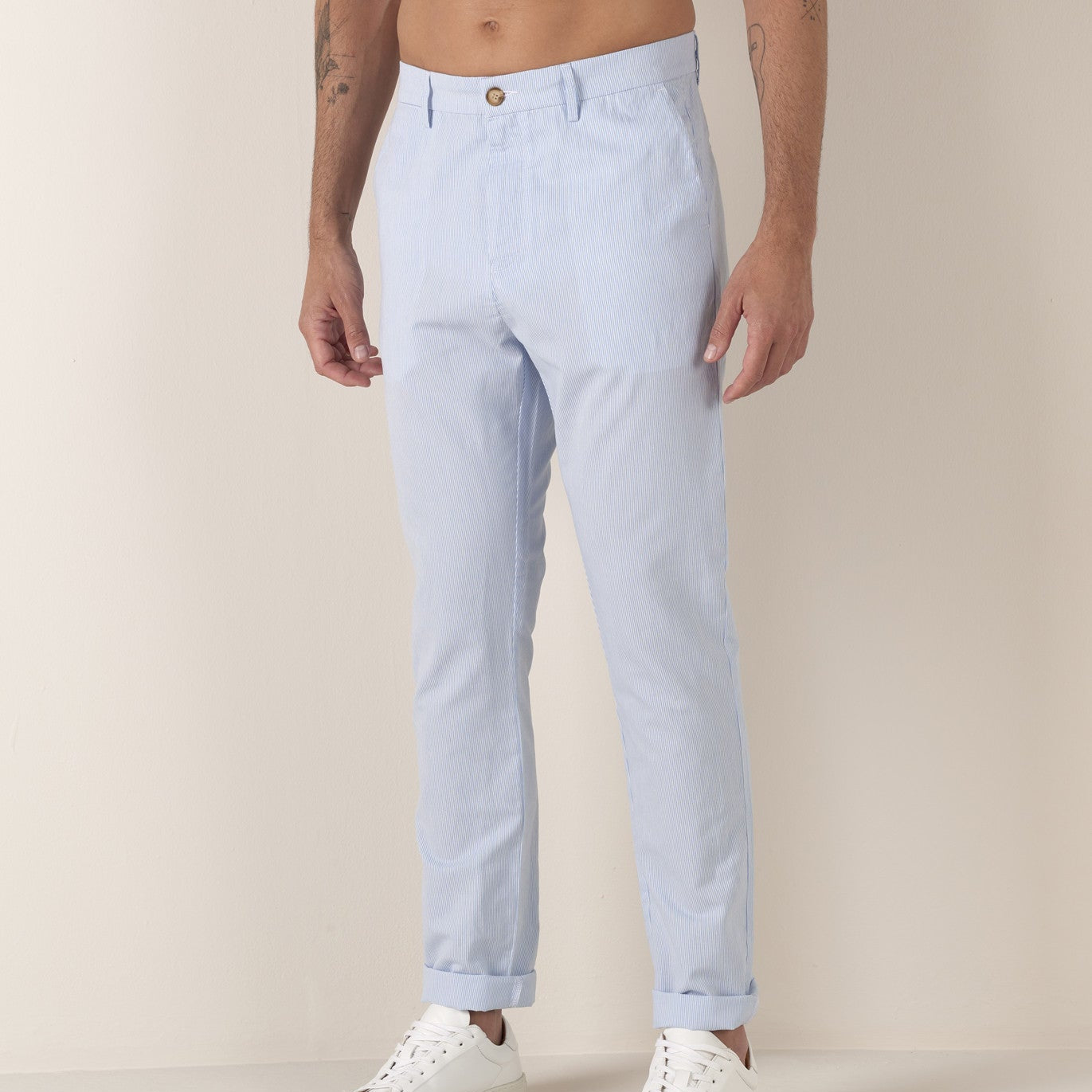 Striped Chino Arno Pant: Sky Blue