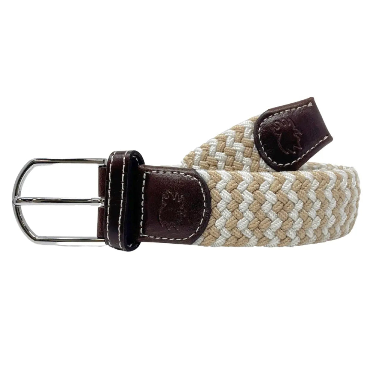 Seaside Stretch Belt: Tan/White