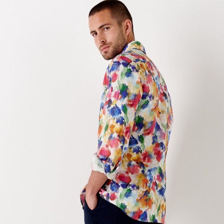 Bombay Paint Print Linen Shirt L/S: Multi