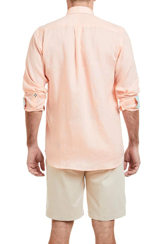 Linen Shirt with Martini L/S: Peach