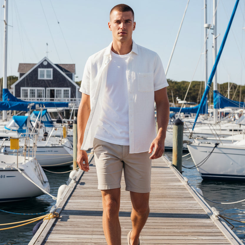 Solid Linen Shirt S/S: White