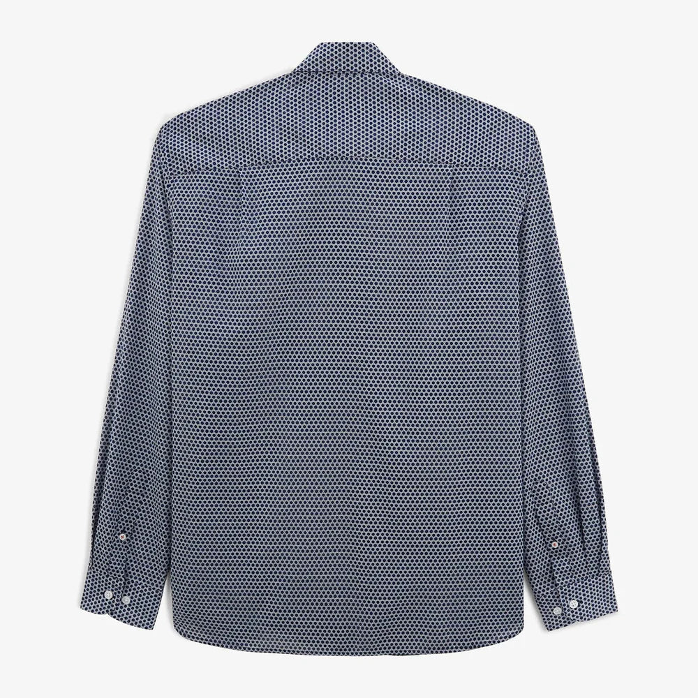 Repeat Hexagon Print Charles Shirt L/S: D. Navy