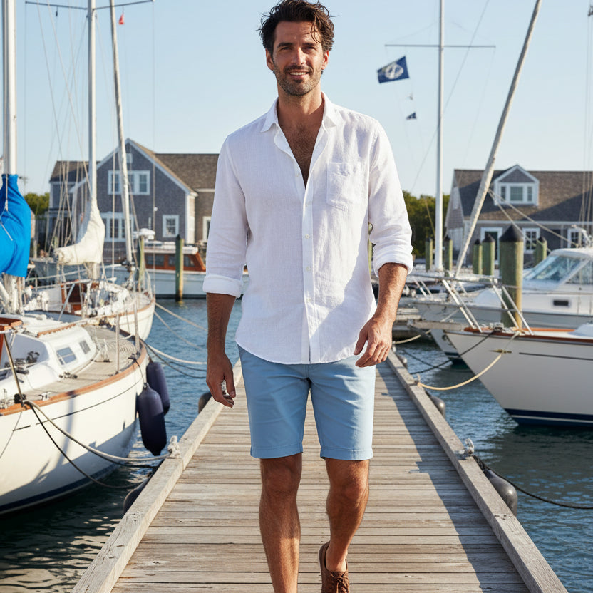 Solid Linen Shirt L/S: White