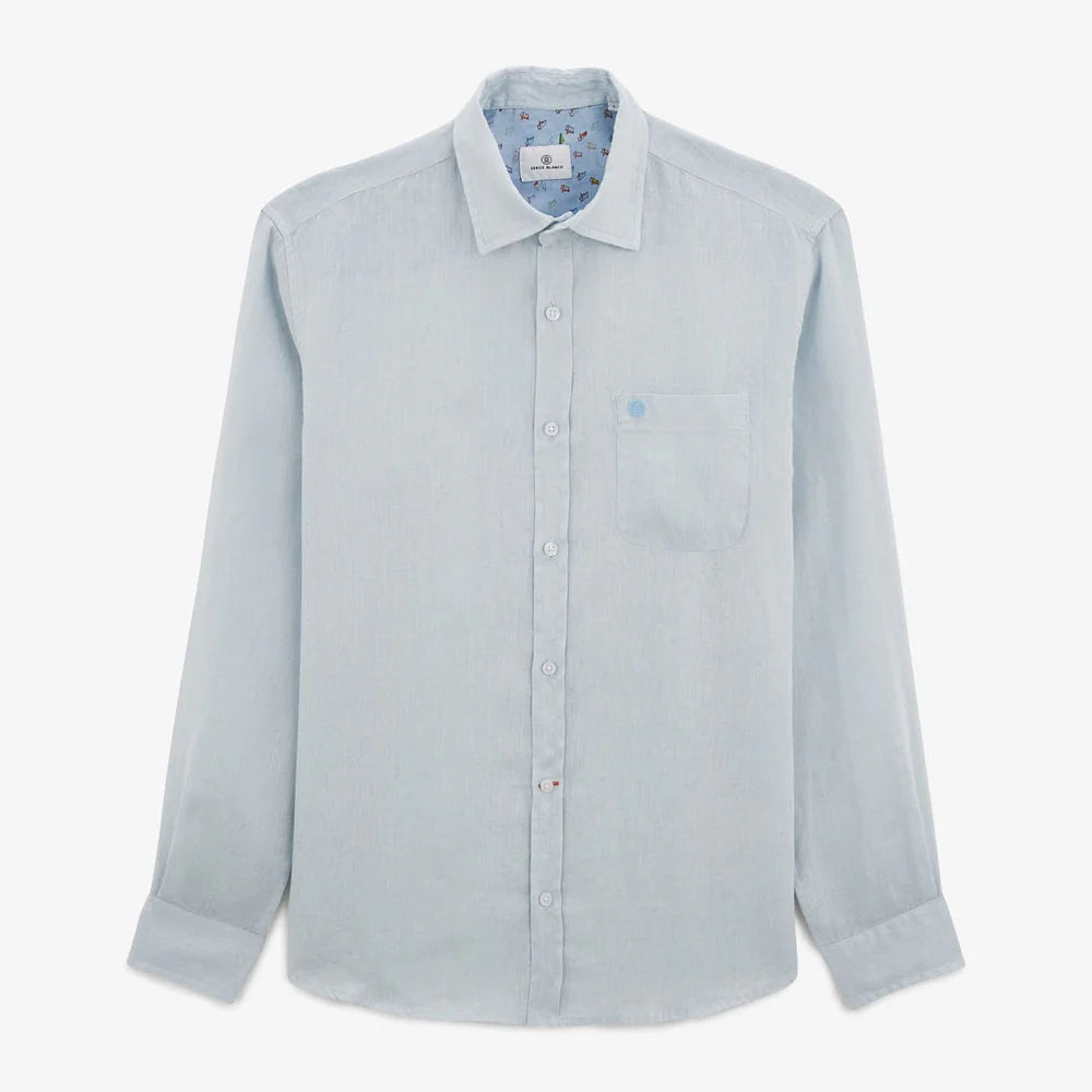 Solid Linen Shirt L/S: Sky Blue