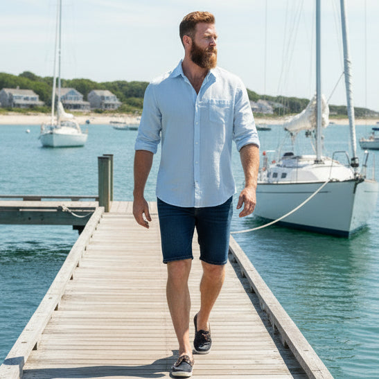 Solid Linen Shirt L/S: Sky Blue