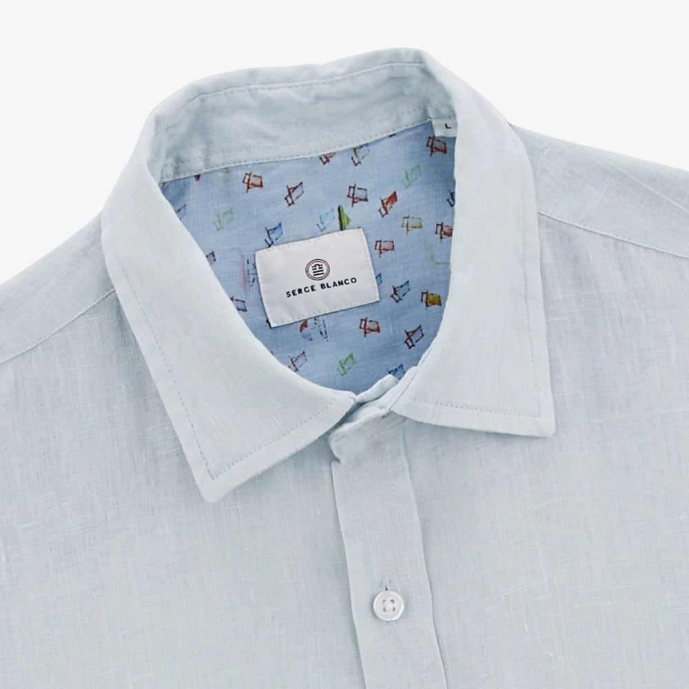 Solid Linen Shirt L/S: Sky Blue