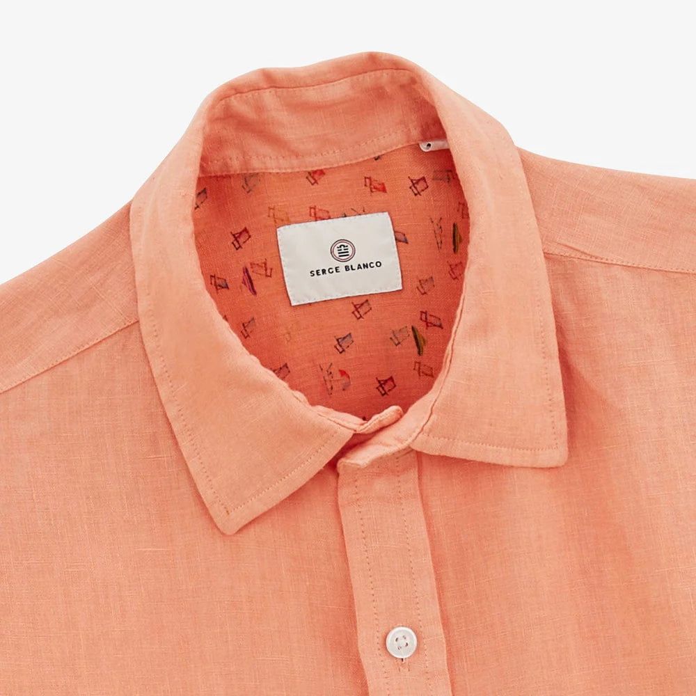 Solid Linen Shirt L/S: Coral