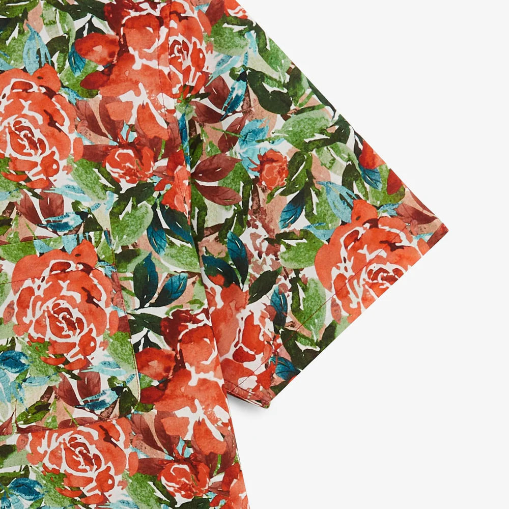 Wild Rose Print Charles Shirt S/S: Mint
