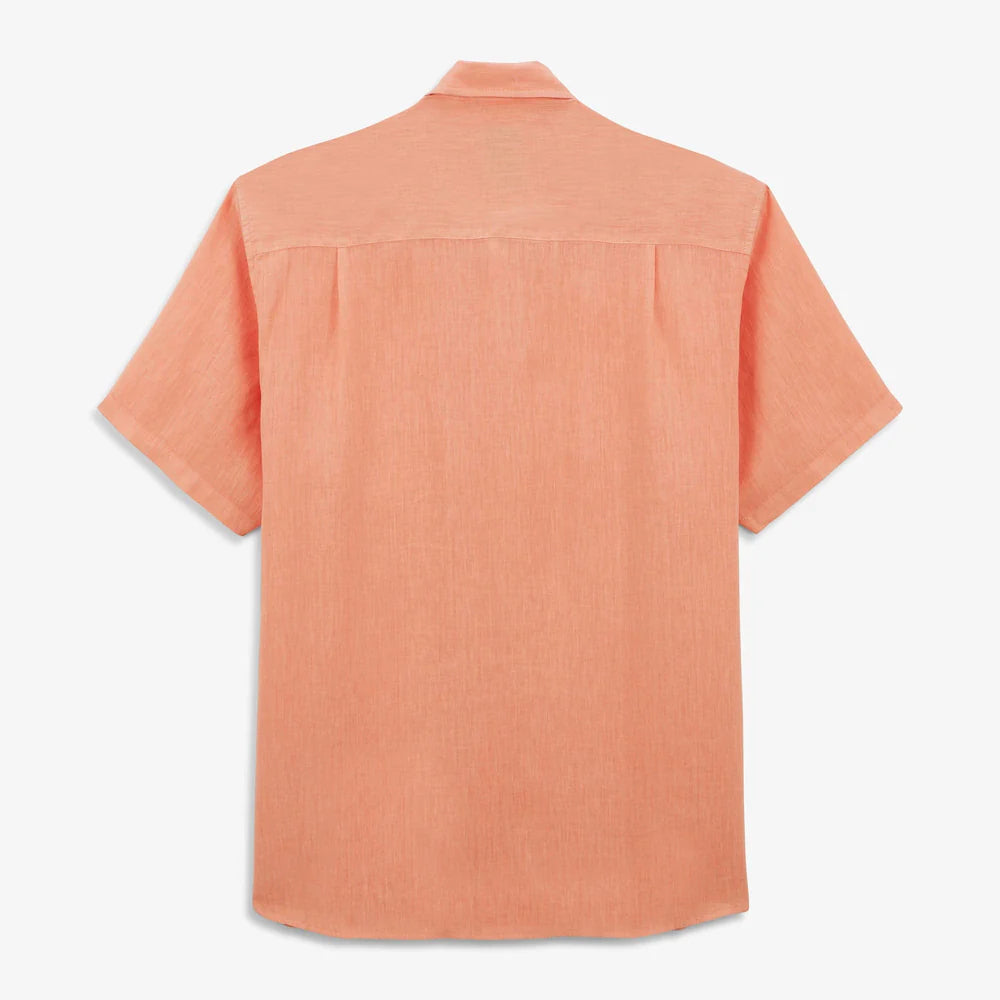 Solid Linen Shirt S/S: Coral