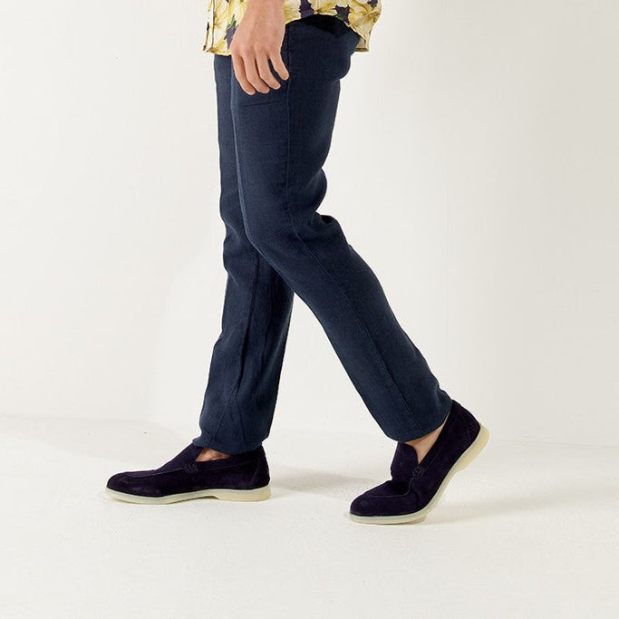 Linen Dylan Pant: Navy Blue
