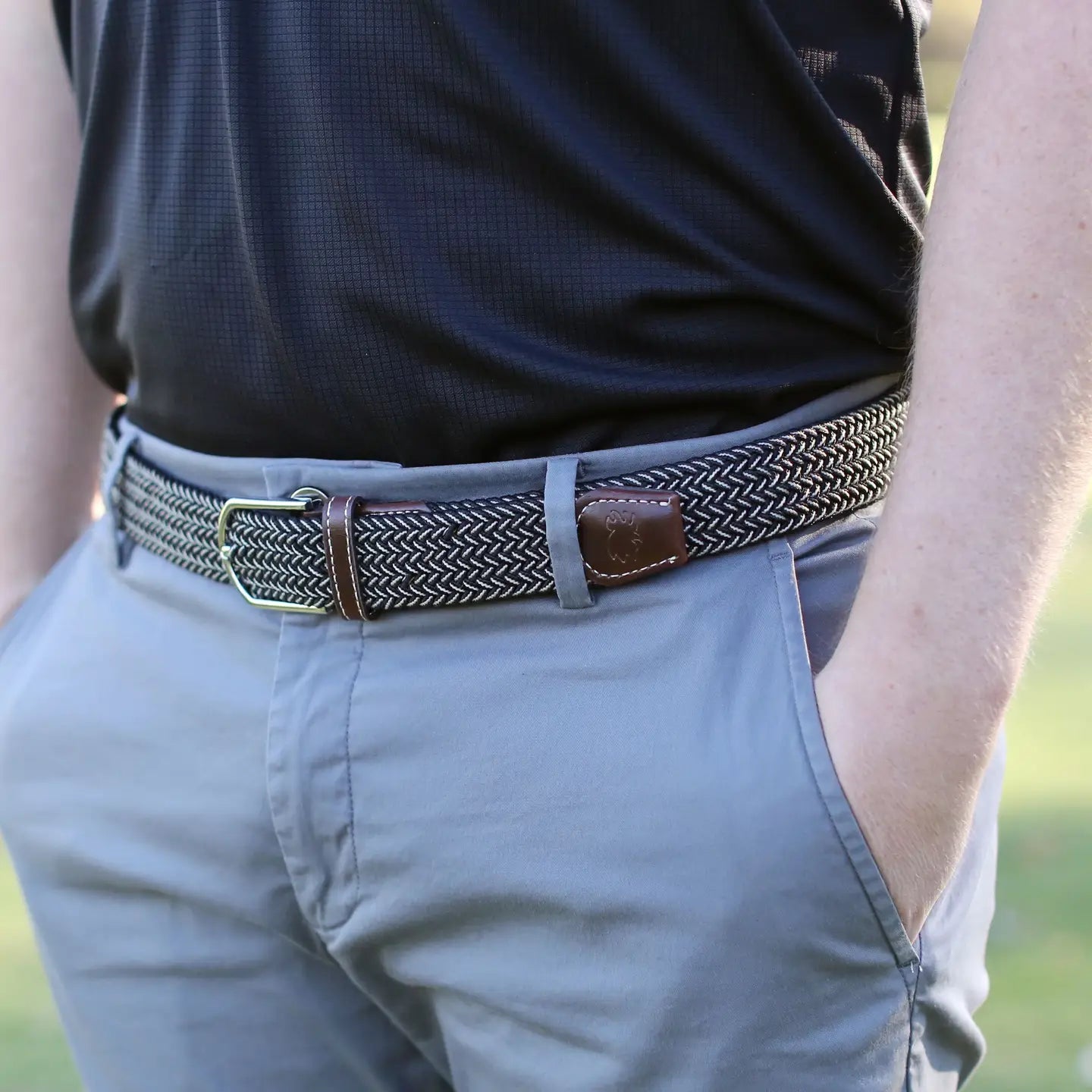 Maui Stretch Belt:Navy/White