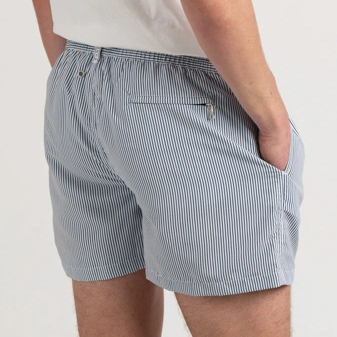 Striped Court ELVIS Swim: White