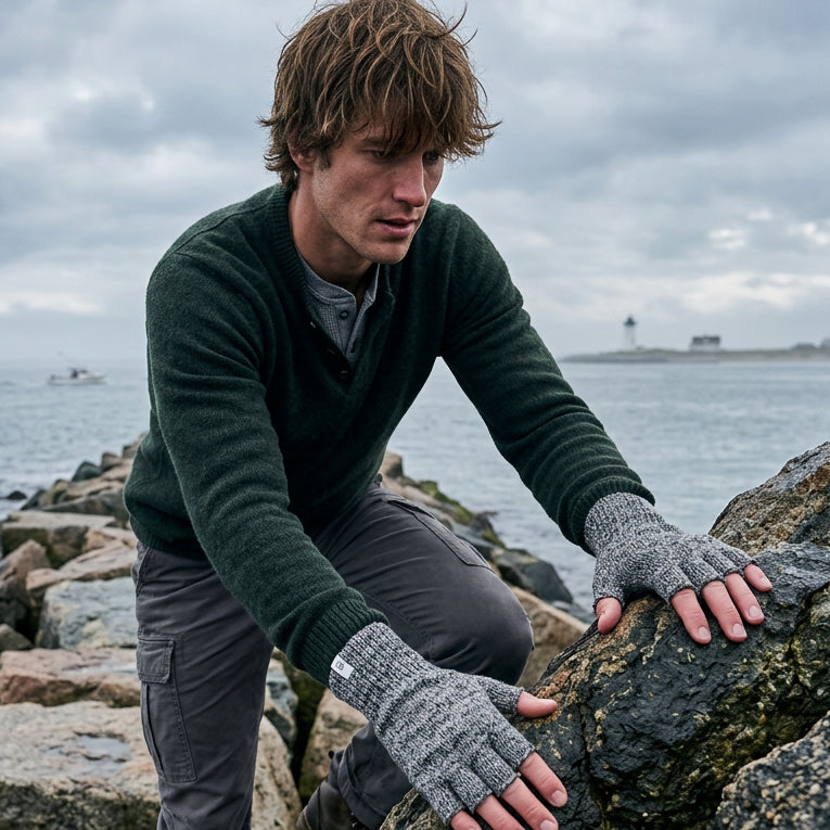 Wool Fingerless Glove: Charcoal