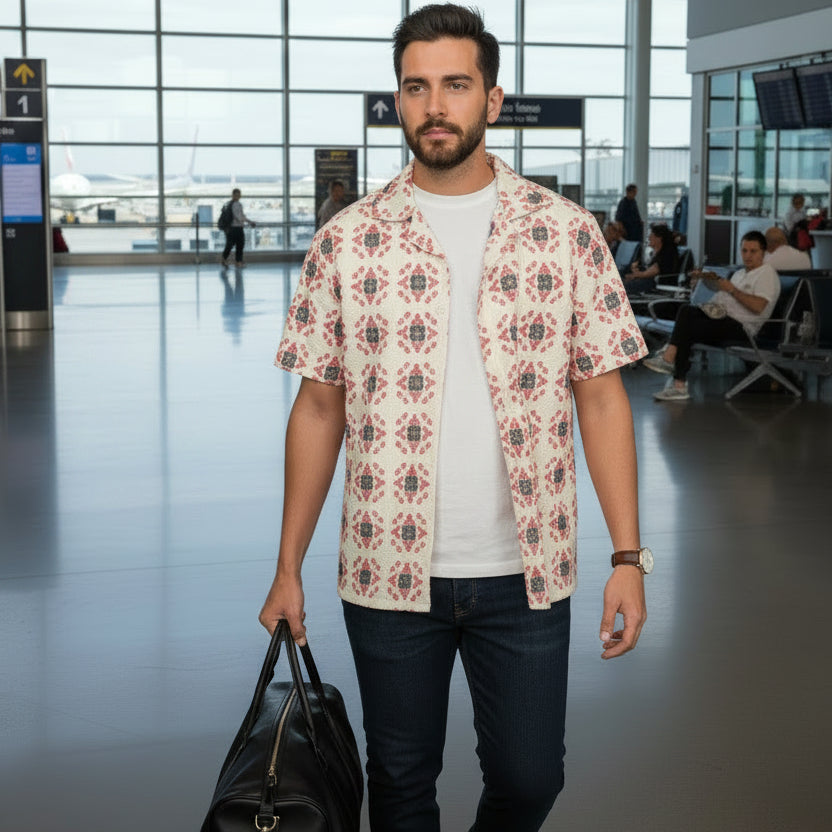 Geometric Crochet Shirt S/S: Sand