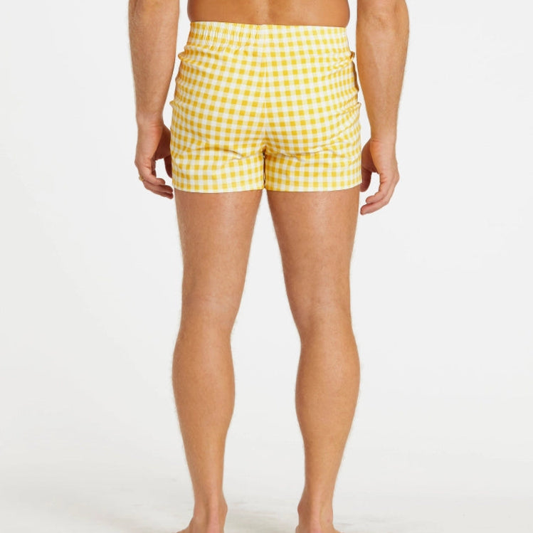 Cabana Swim Trunk: Yellow Gingham