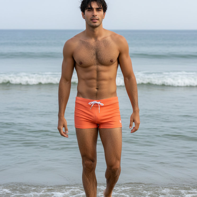 Solid Swim Trunk: Orange