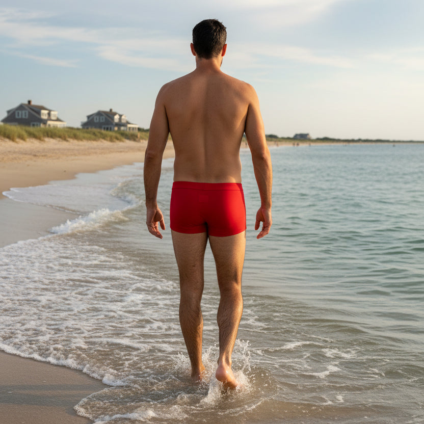 Color-Block Swim Trunk: Black/Sunset