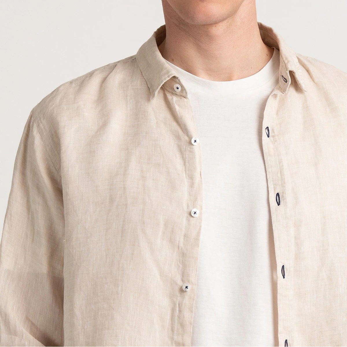 Linen Jonas Shirt L/S: Beige