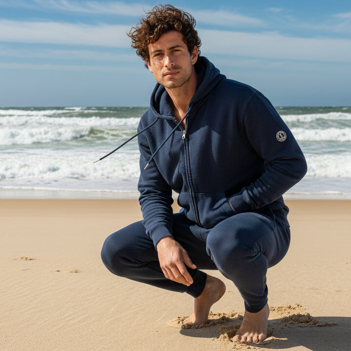 Full Zip Fleece Sacha Hoodie: Navy