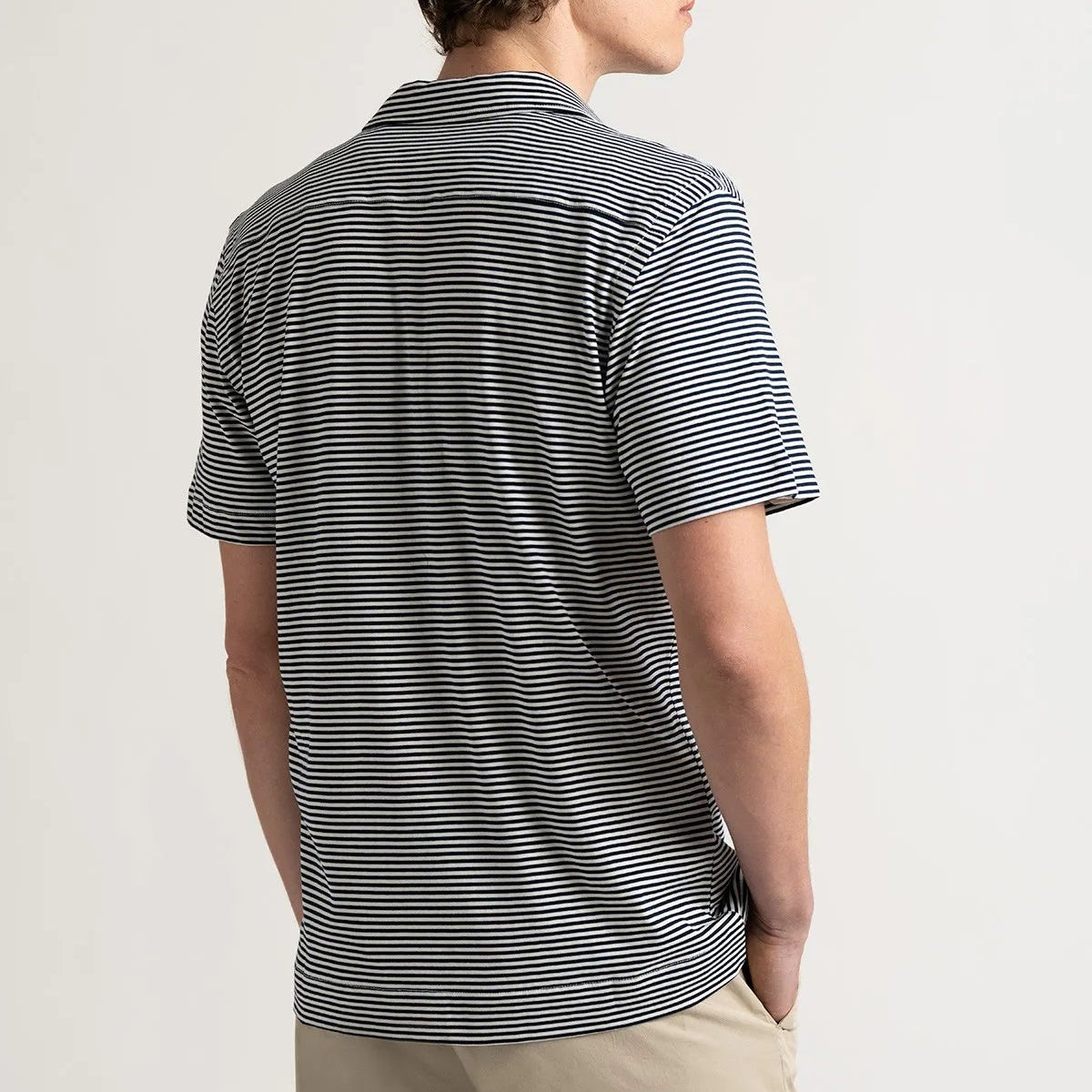 Luc Striped Jersey Shirt S/S: Navy
