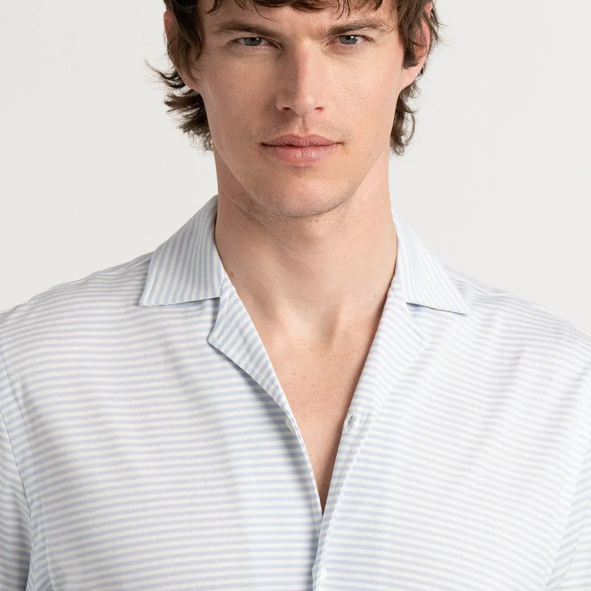 Luc Striped Jersey Shirt S/S: Sky Blue