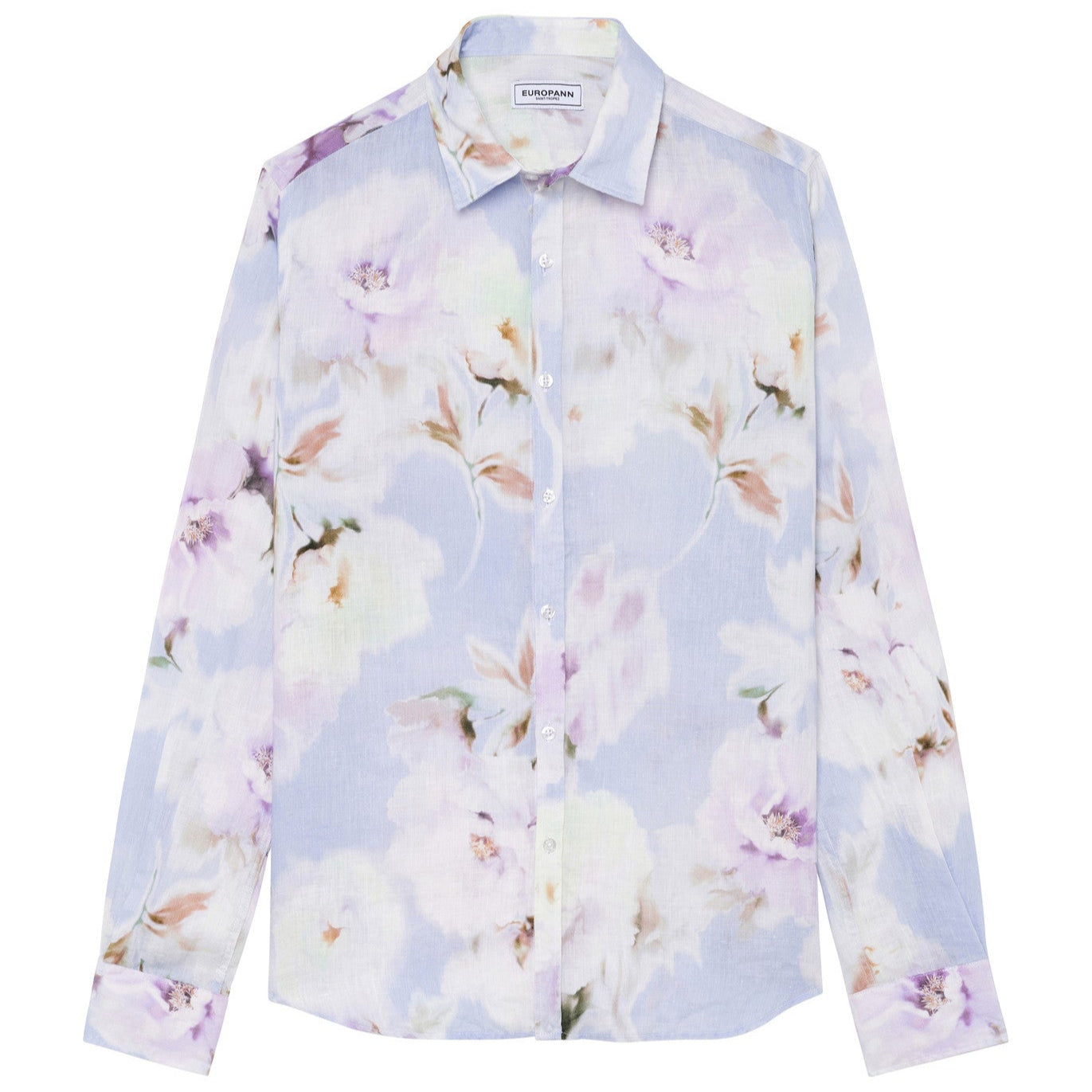 Floral Print Linen Malta Shirt L/S: Mauve