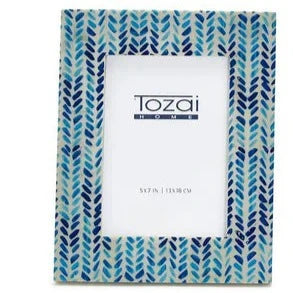 Block Print 5X7 Frame: Blue & White #1