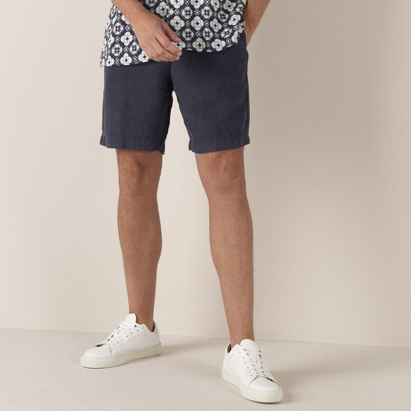 Linen Napoli Short: Navy